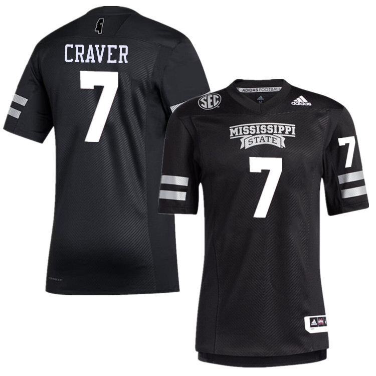 Men #7 Mario Craver Mississippi State Bulldogs College Football Jerseys Stitched-Black